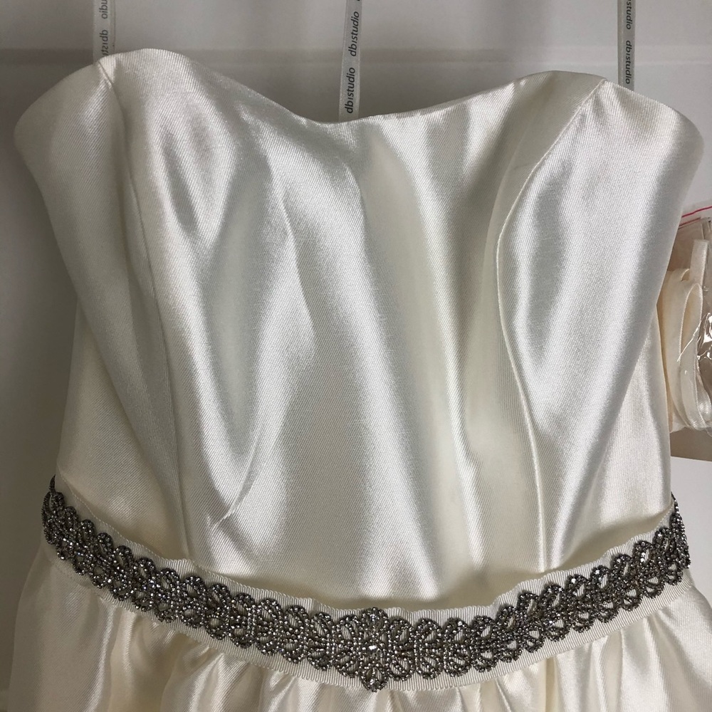 David’s Bridal Strapless High-Low Wedding Dress 6